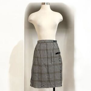 Vintage 1970s 70s Wool Fringe Plaid Wrap Skirt S Kilt Kiltie